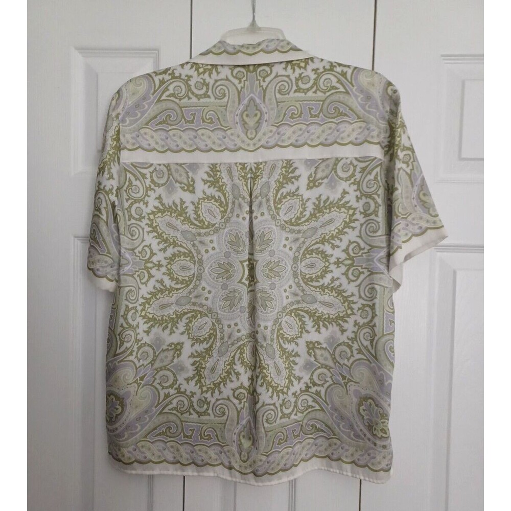 Sandro Paris Top Size 3 US 8 Beautiful floral Paisley Patterns Print Button Up - Picture 8 of 13